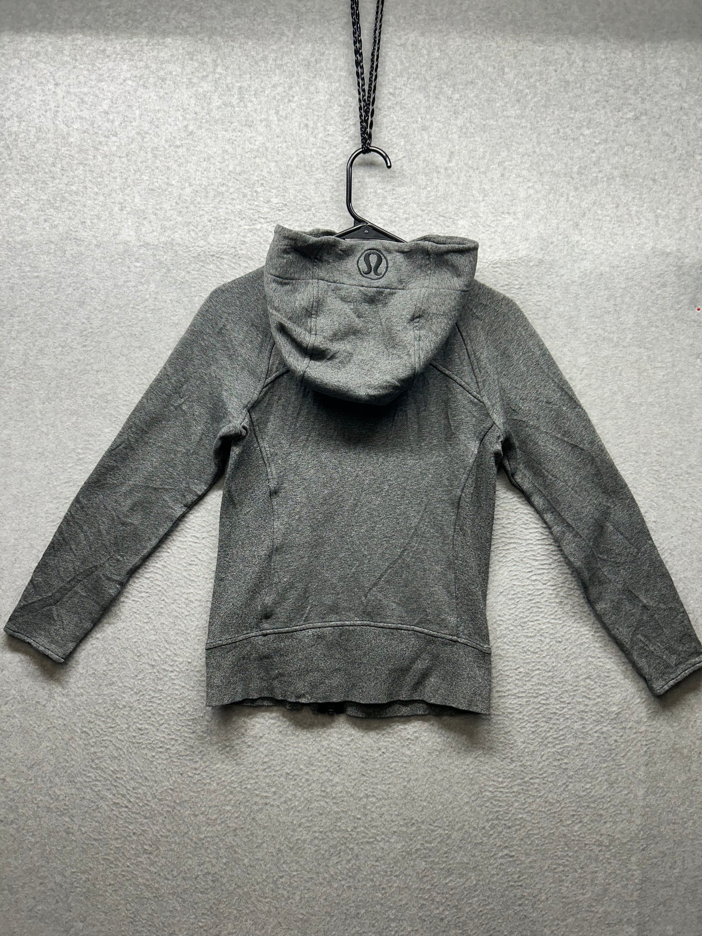 Lululemon Scuba Hoodie Light Cotton Fleece Full Zip Size 4 Heathered Speckled Black