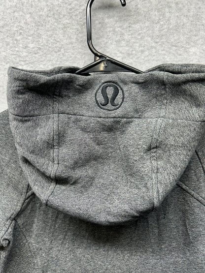Lululemon Scuba Hoodie Light Cotton Fleece Full Zip Size 4 Heathered Speckled Black