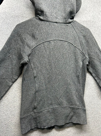 Lululemon Scuba Hoodie Light Cotton Fleece Full Zip Size 4 Heathered Speckled Black