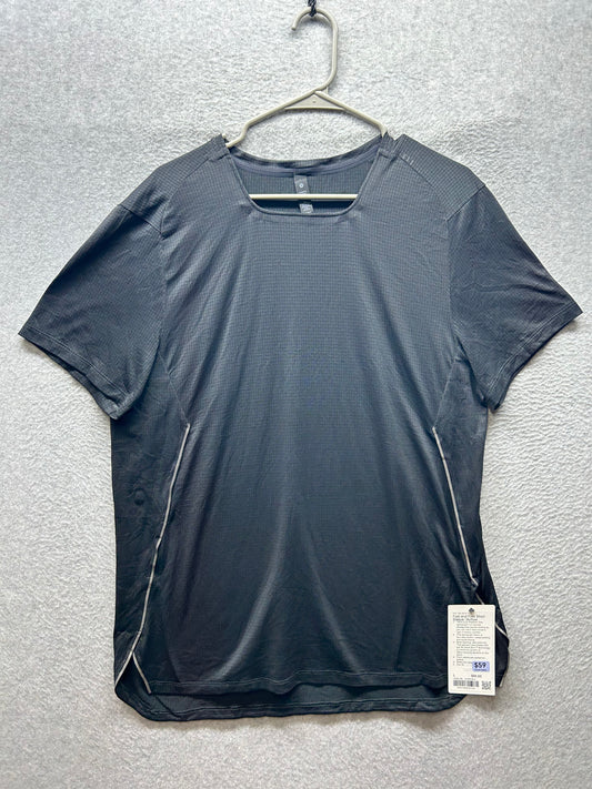 Lululemon Fast and Free Short Sleeve Shirt Mens Size Large Black Granite