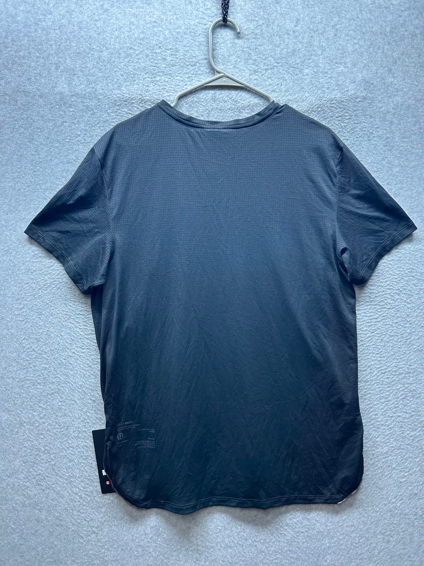 Lululemon Fast and Free Short Sleeve Shirt Mens Size Large Black Granite