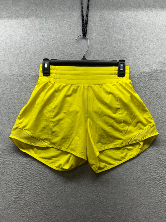 Lululemon Hotty Hot High-Rise Lined Short 4" Size 6 Sonic Yellow