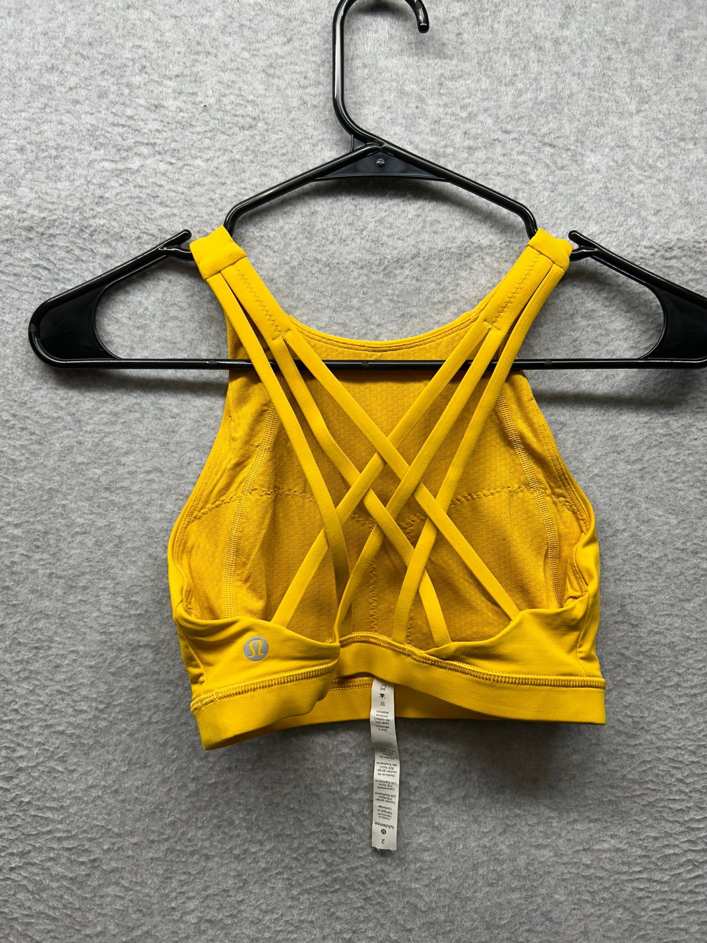 Lululemon Free To Be Serene Bra High Neck Size 2 Honey Lemon