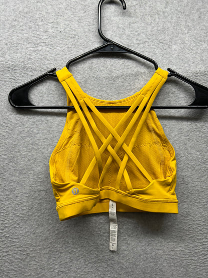 Lululemon Free To Be Serene Bra High Neck Size 2 Honey Lemon
