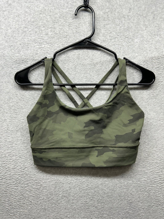 Lululemon Energy Bra Long Line Medium Support B/C Cup Heritage Size 8 365 Camo Green Twill Multi