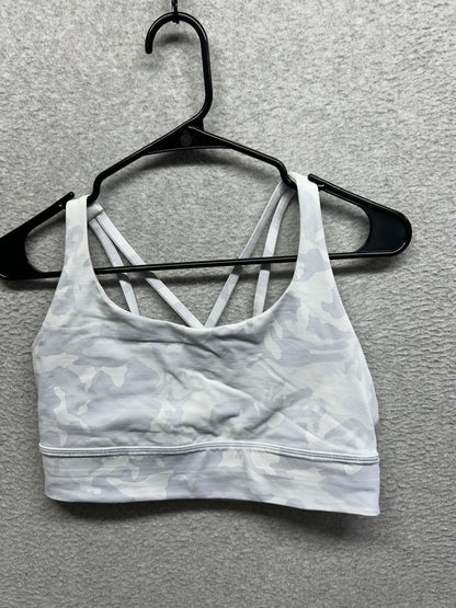 Lululemon Energy Bra Long Line Size 10 Incognito Camo Alpine White Multi