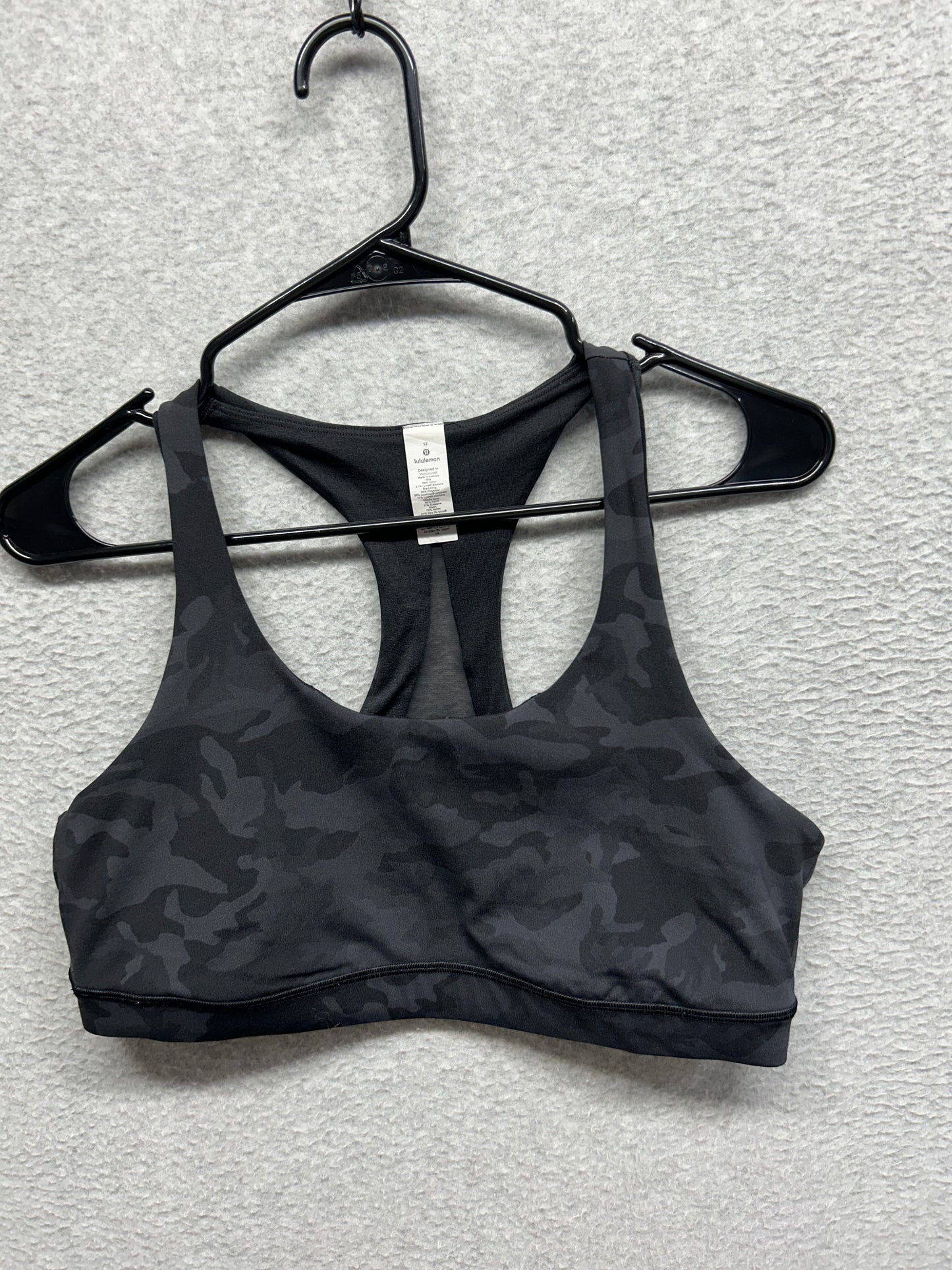 Lululemon Invigorate Bra Size 12 Incognito Camo Multi Grey