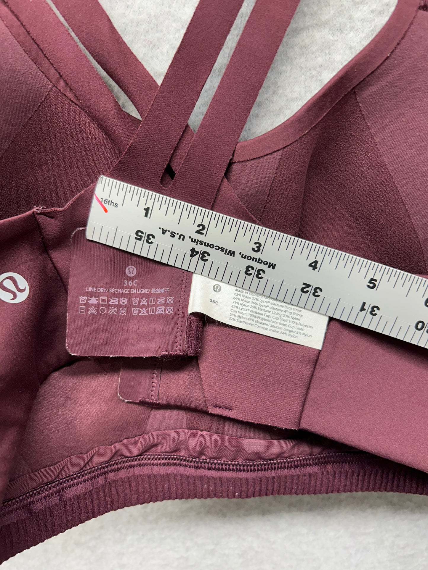 Lululemon AirSupport Bra High Support Size 36C Cassis / Red Merlot