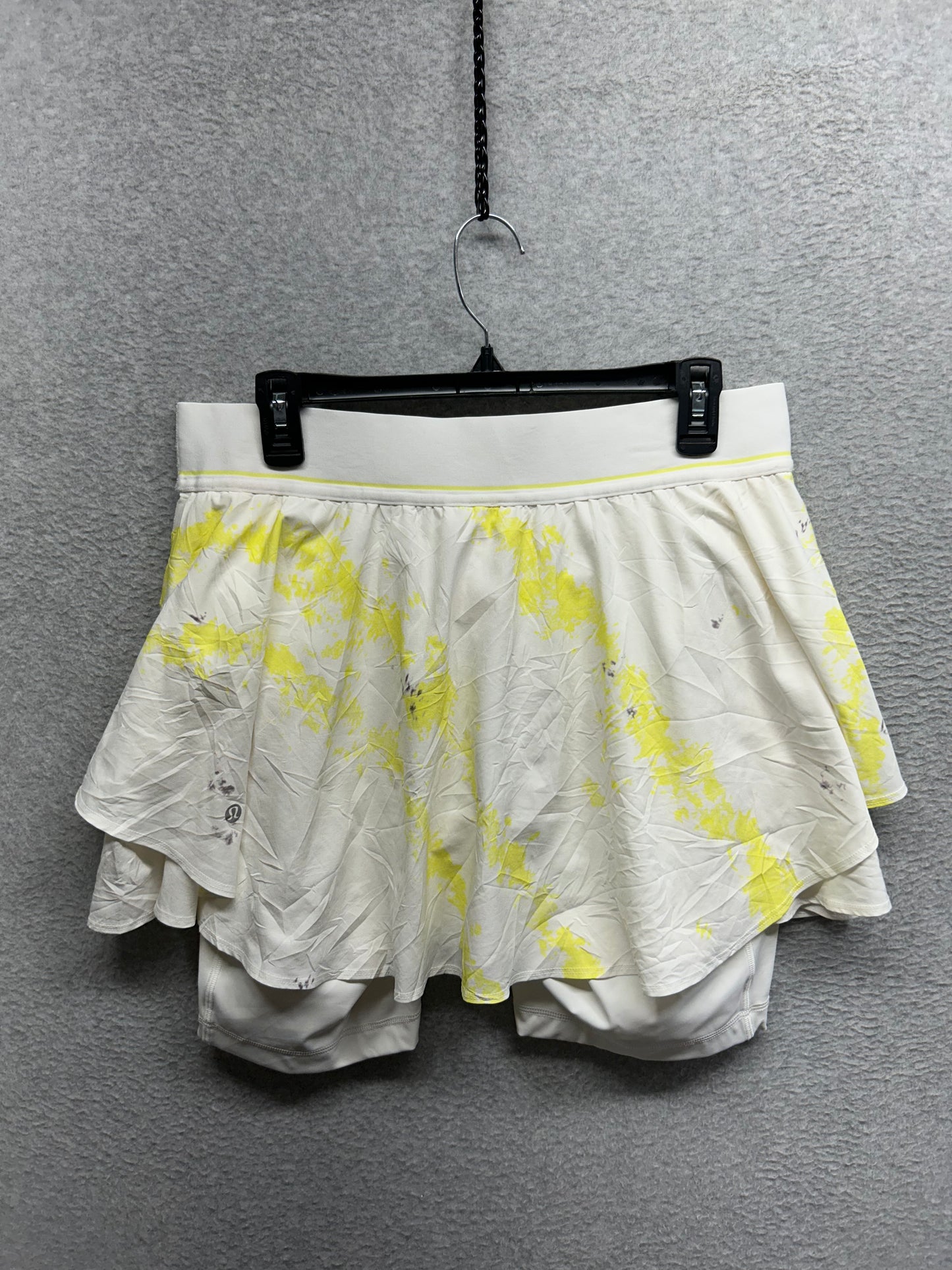 Lululemon Court Rival High-Rise Skirt Size 12 Cross Court Wash Electric Lemon Multi
