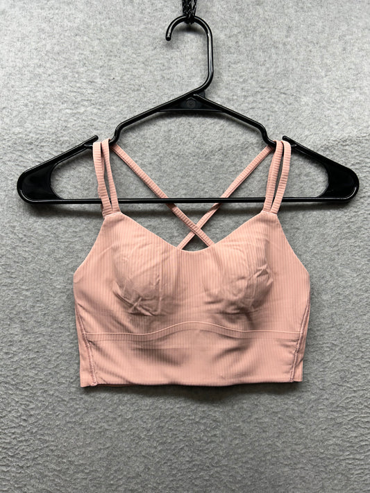 Lululemon Like a Cloud Ribbed Longline Bra Light Support Size 6? Dew Pink