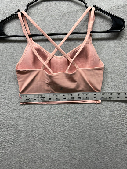 Lululemon Like a Cloud Ribbed Longline Bra Light Support Size 6? Dew Pink