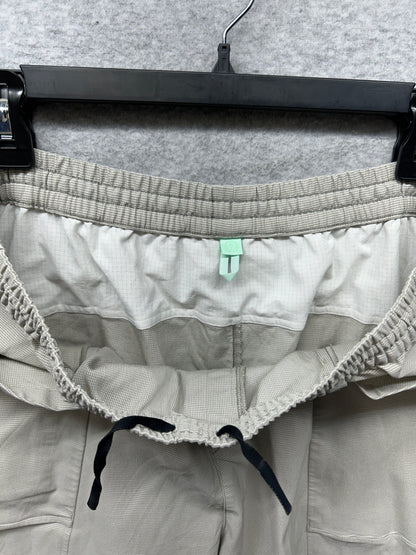 Lululemon lab Woven High-Rise Barrel Leg Trouser 25" Size 12 Nano Check Antique White Riverstone