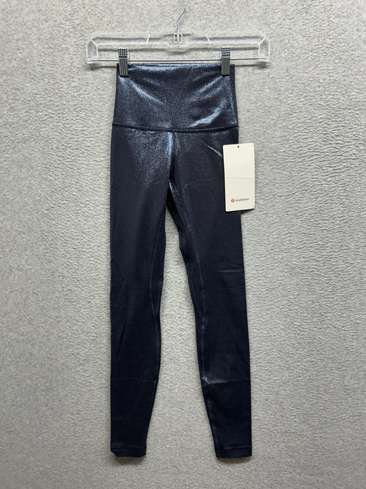 Lululemon Align High-Rise Ribbed Pant 28" Size 0 Shine Radiate Foil Print Black Night