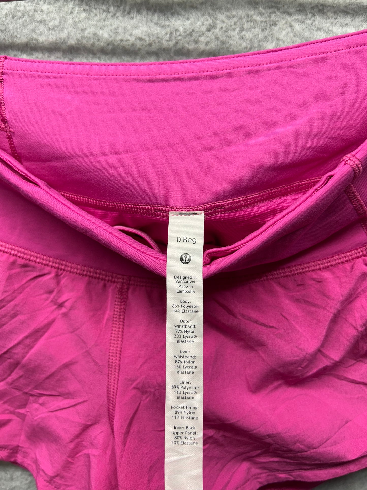 Lululemon Speed Up Short 2.5" Size 0 Ripened Raspberry