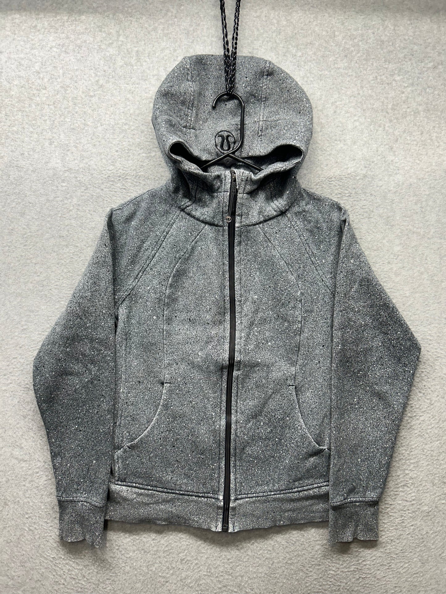 Lululemon Scuba Hoodie Full Zip Light Cotton Fleece Size 10 Luminesce Splatter White Black