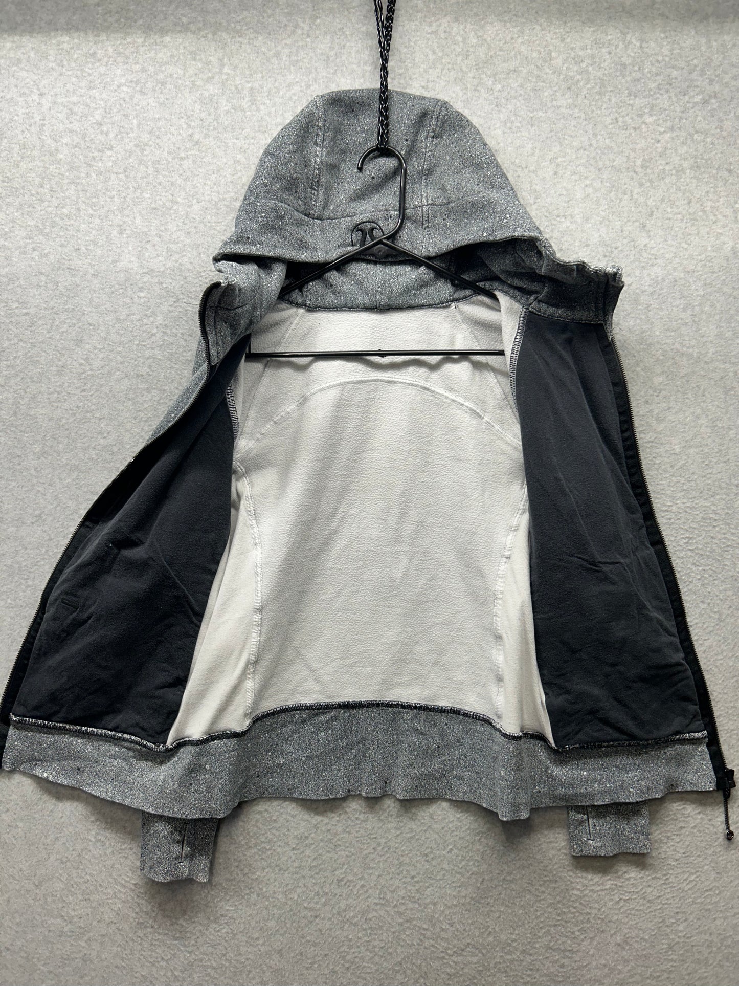 Lululemon Scuba Hoodie Full Zip Light Cotton Fleece Size 10 Luminesce Splatter White Black