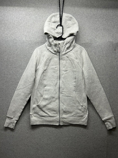 Lululemon Scuba Hoodie Full Zip Light Cotton Fleece Size 12 Heathered Core Ultra Light Gray