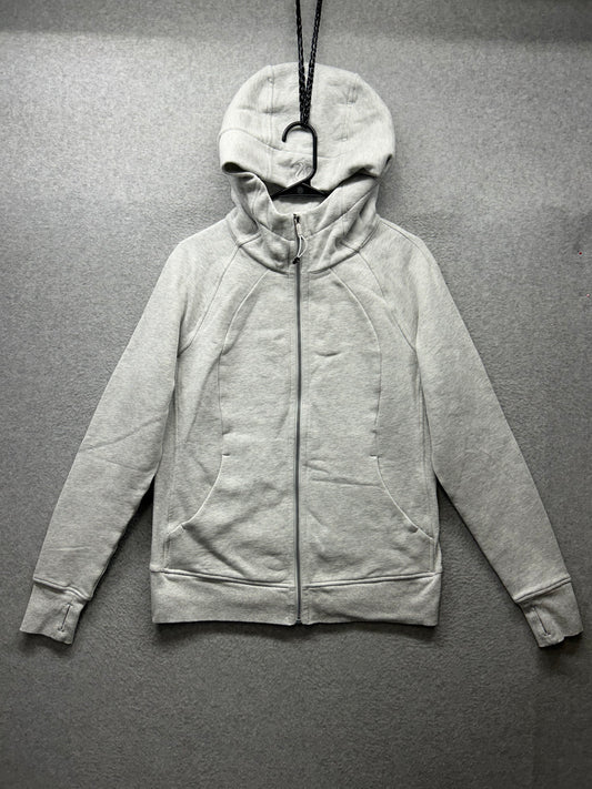 Lululemon Scuba Hoodie Full Zip Light Cotton Fleece Size 12 Heathered Core Ultra Light Gray