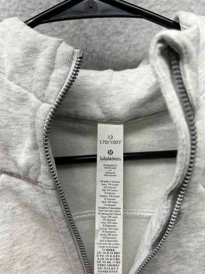 Lululemon Scuba Hoodie Full Zip Light Cotton Fleece Size 12 Heathered Core Ultra Light Gray