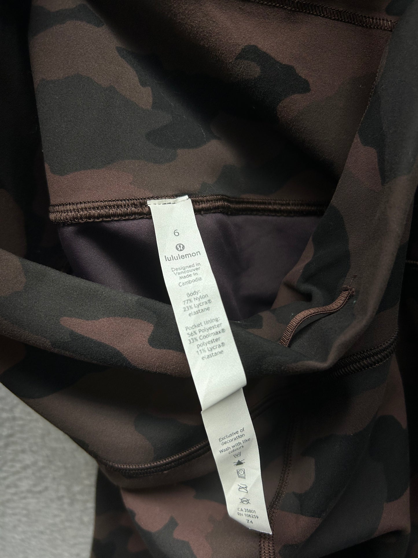 Lululemon Wunder Train High-Rise Tight 26" Size 6 Heritage 365 Camo Brier Rose Multi