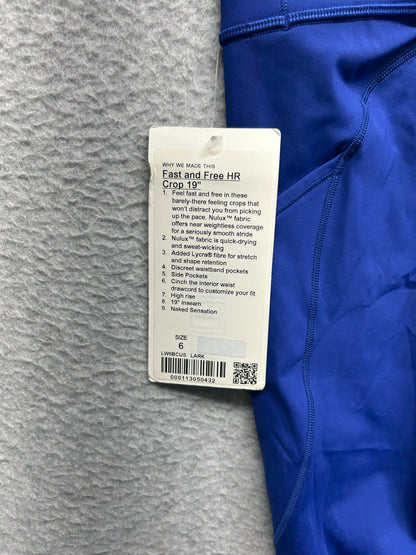 Lululemon Fast and Free Crop II 19" Size 6  Larkspur