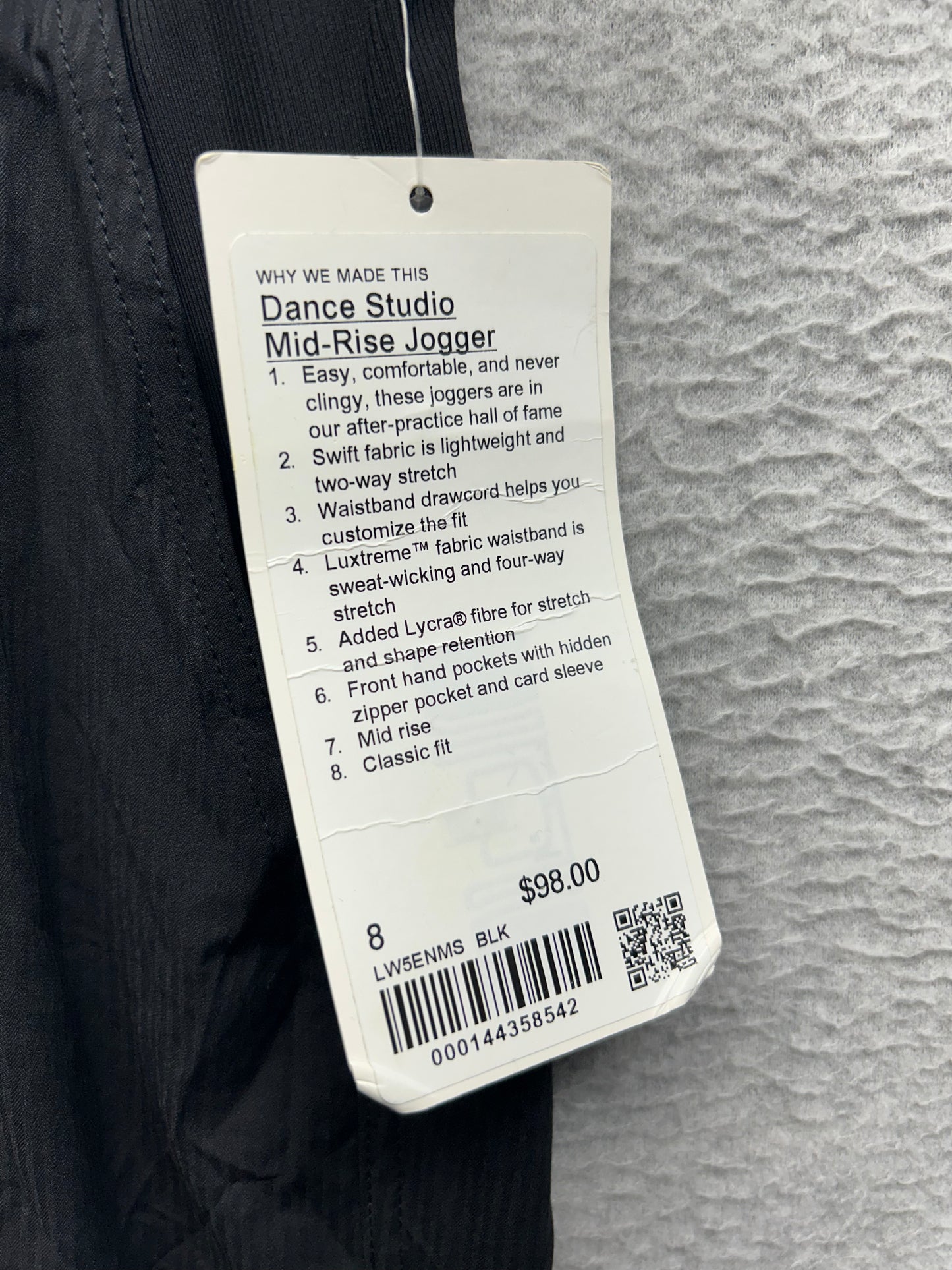 Lululemon Dance Studio Mid-Rise Jogger Size 8 (Square) Black