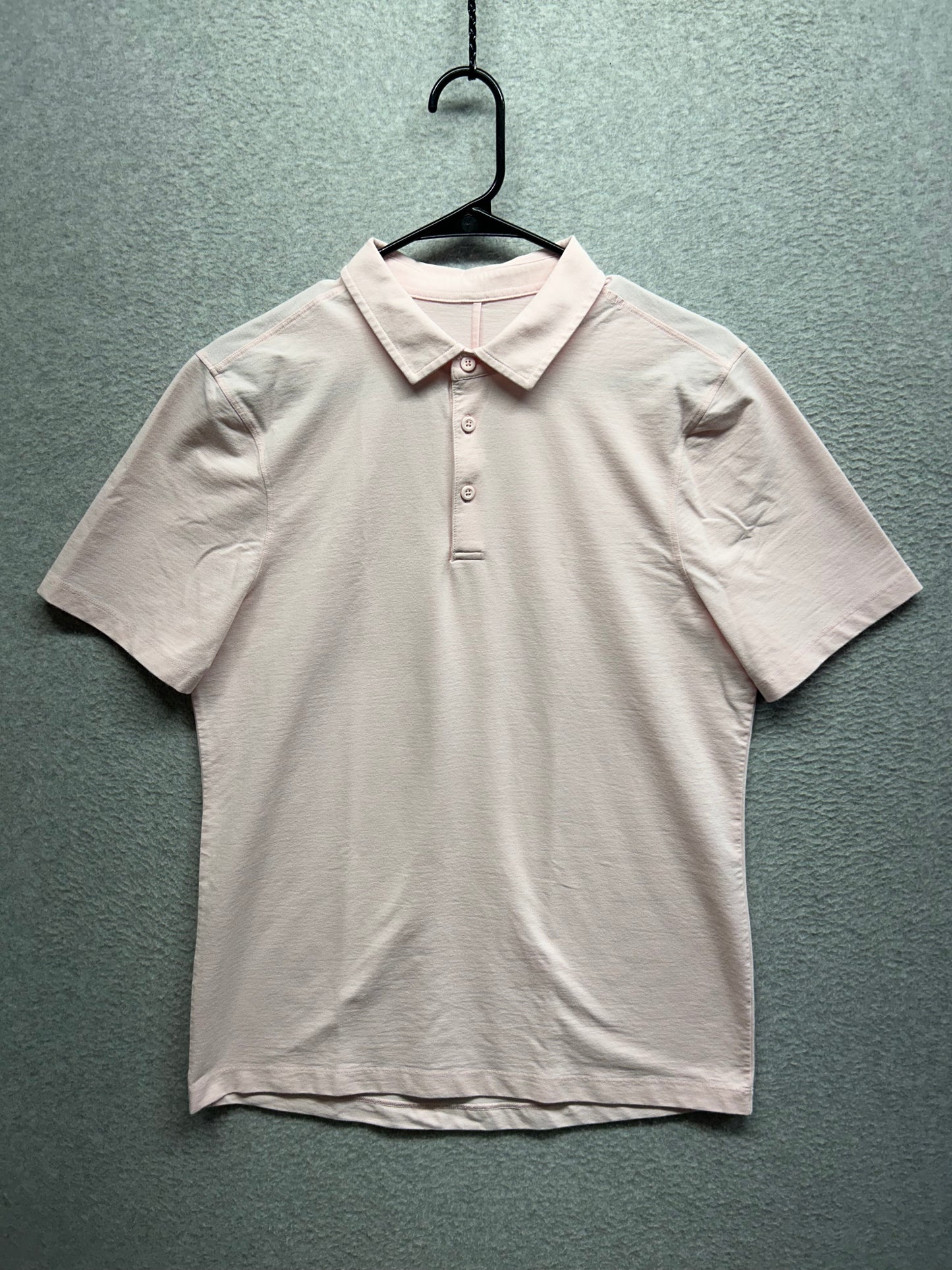 Lululemon Evolution Short Sleeve Polo Shirt Mens Size Medium Heathered Strawberry Milkshake