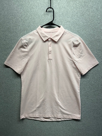 Lululemon Evolution Short Sleeve Polo Shirt Mens Size Medium Heathered Strawberry Milkshake