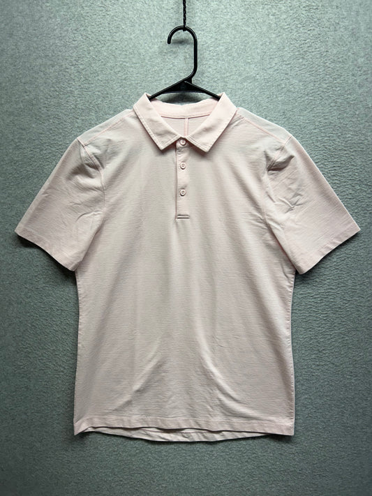 Lululemon Evolution Short Sleeve Polo Shirt Mens Size Medium Heathered Strawberry Milkshake