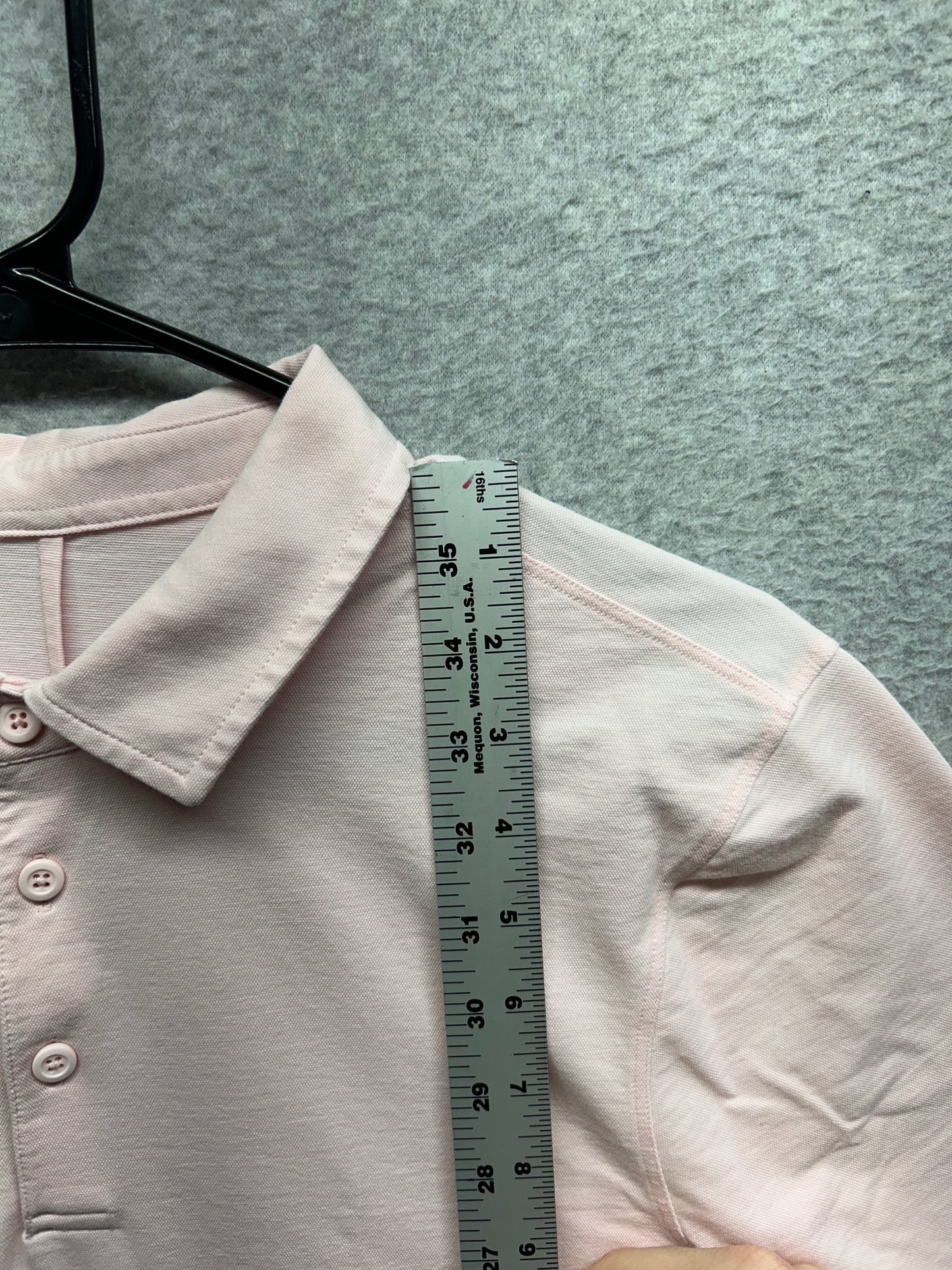 Lululemon Evolution Short Sleeve Polo Shirt Mens Size Medium Heathered Strawberry Milkshake