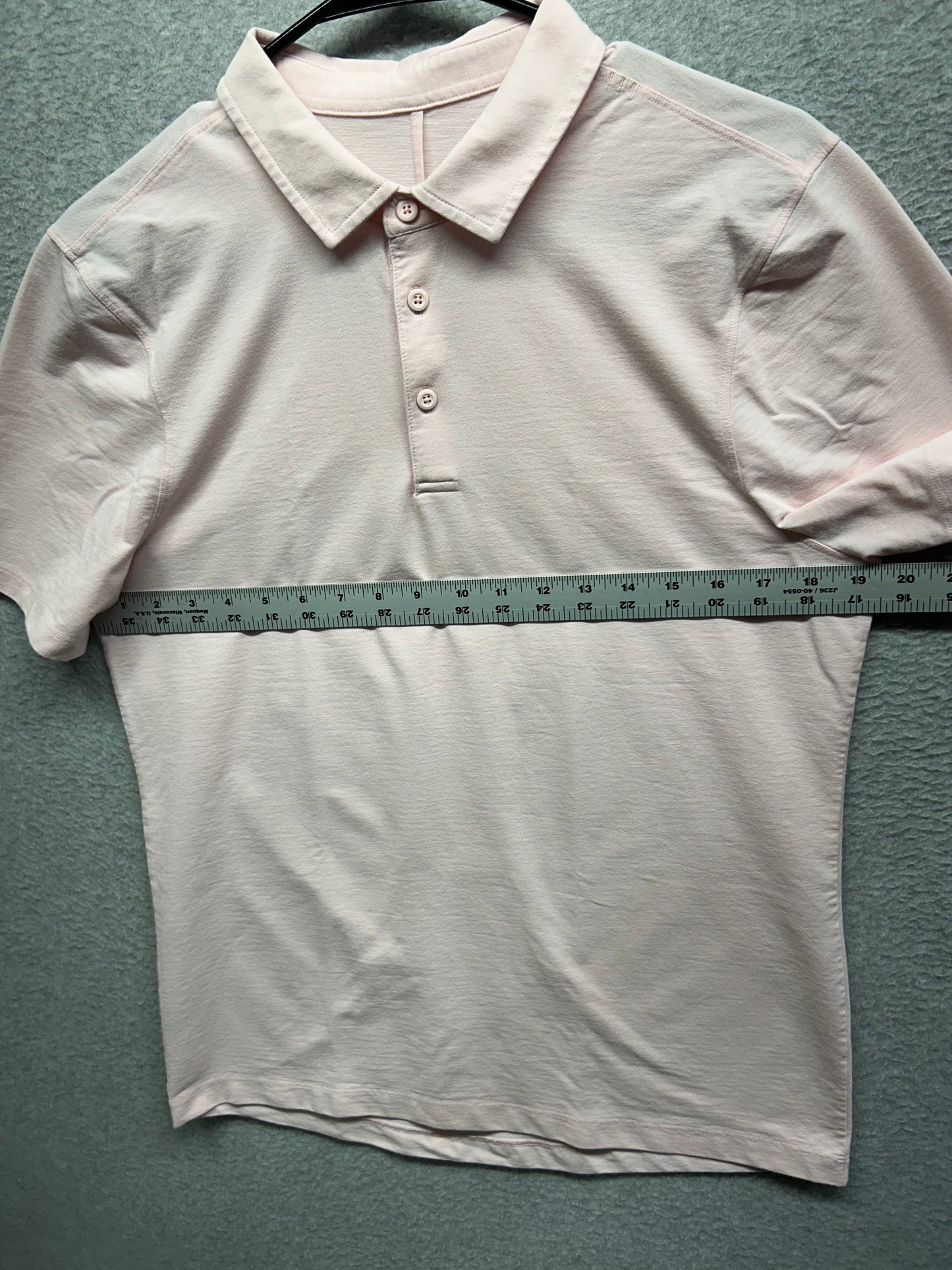 Lululemon Evolution Short Sleeve Polo Shirt Mens Size Medium Heathered Strawberry Milkshake