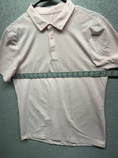 Lululemon Evolution Short Sleeve Polo Shirt Mens Size Medium Heathered Strawberry Milkshake