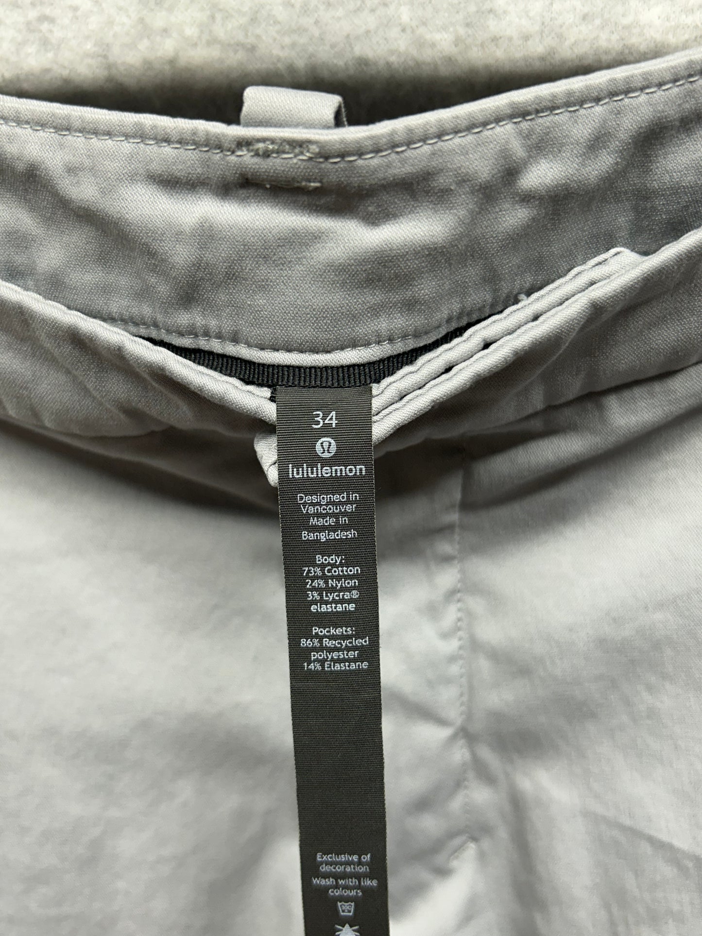 Lululemon Commission Pant Classic Swift Cotton Mens Size 34x31 Light Cast