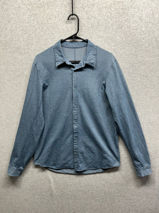 Lululemon Commission Long Sleeve Shirt Mens Size Large River Blue Enzyme Dye