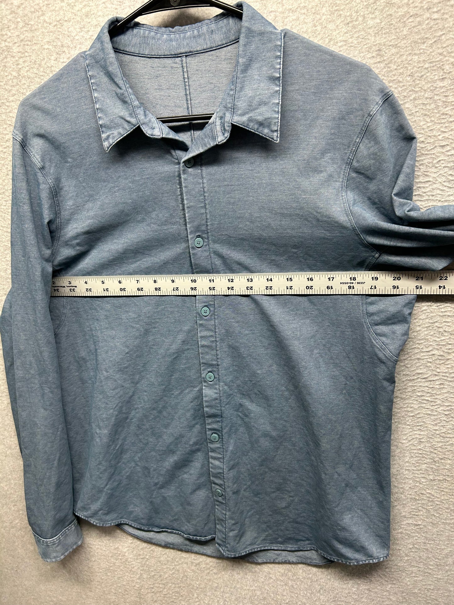 Lululemon Commission Long Sleeve Shirt Mens Size Large River Blue Enzyme Dye
