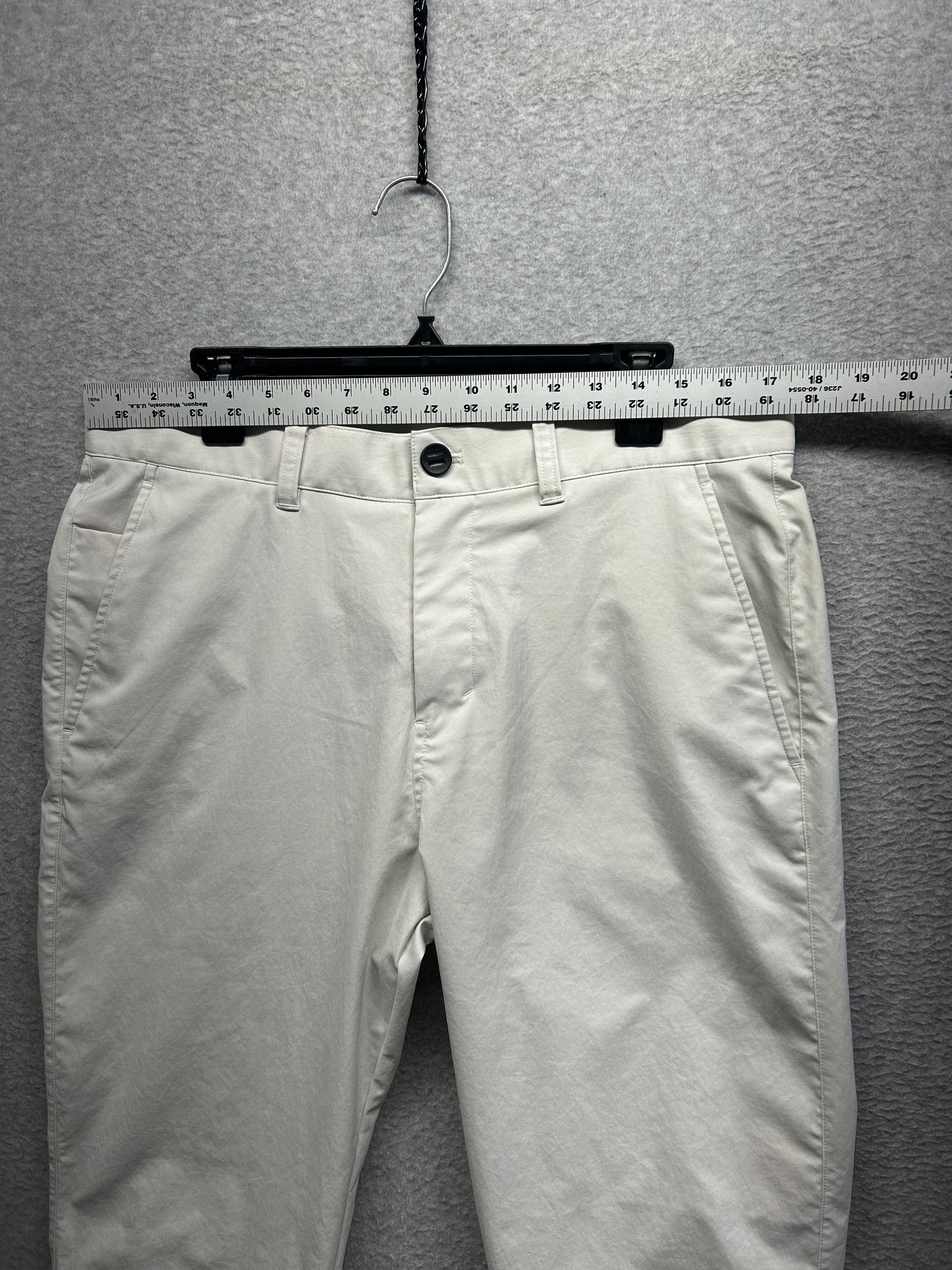 Lululemon ABC 5 Pocket Pant Warpstreme Mens Size 34x30.5 White (Square Dot)