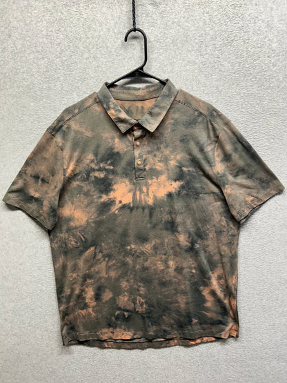 Lululemon Evolution Short Sleeve Polo Size XL Diamond Dye Sedona Sunset Graphite Grey