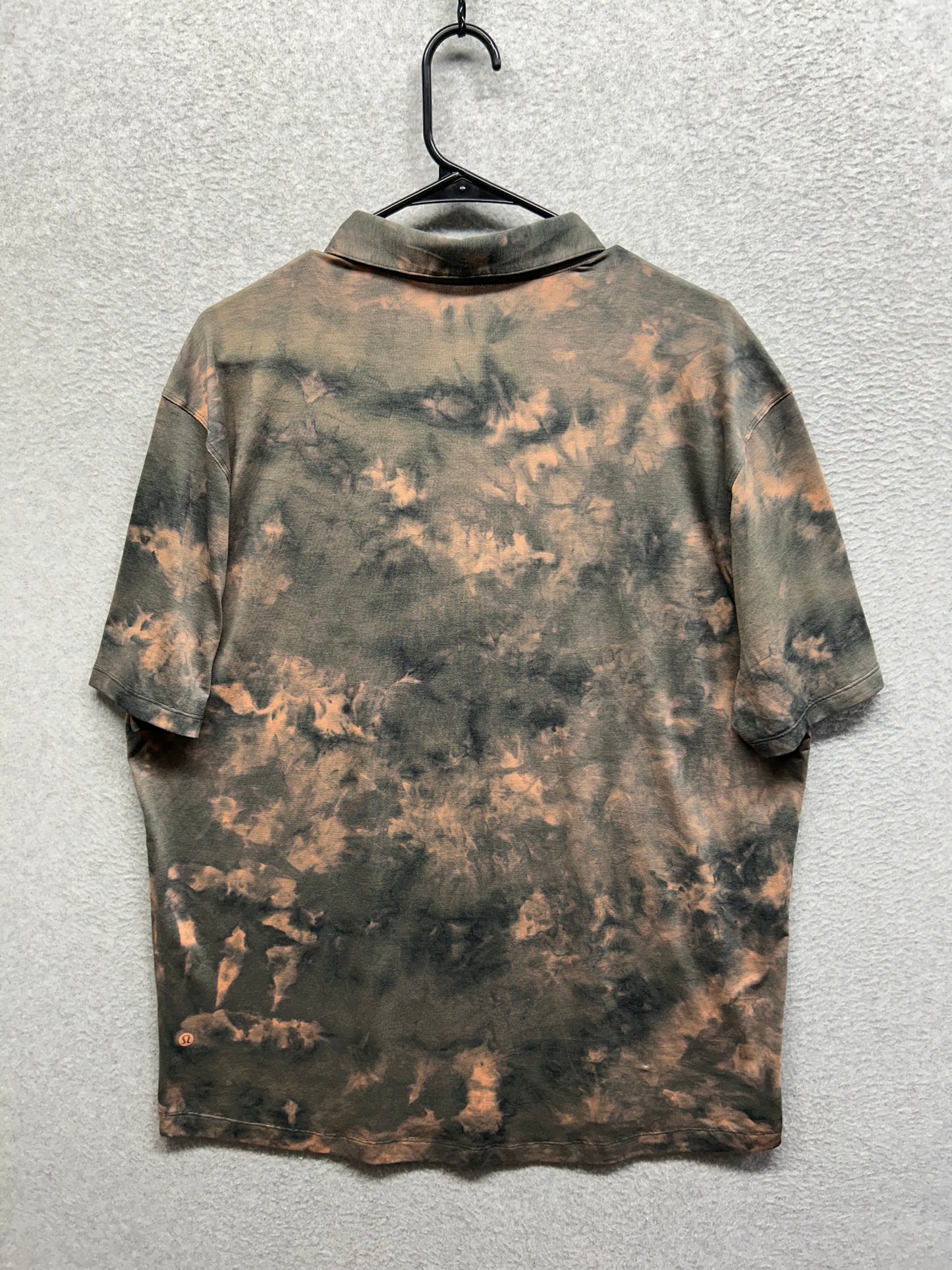 Lululemon Evolution Short Sleeve Polo Size XL Diamond Dye Sedona Sunset Graphite Grey