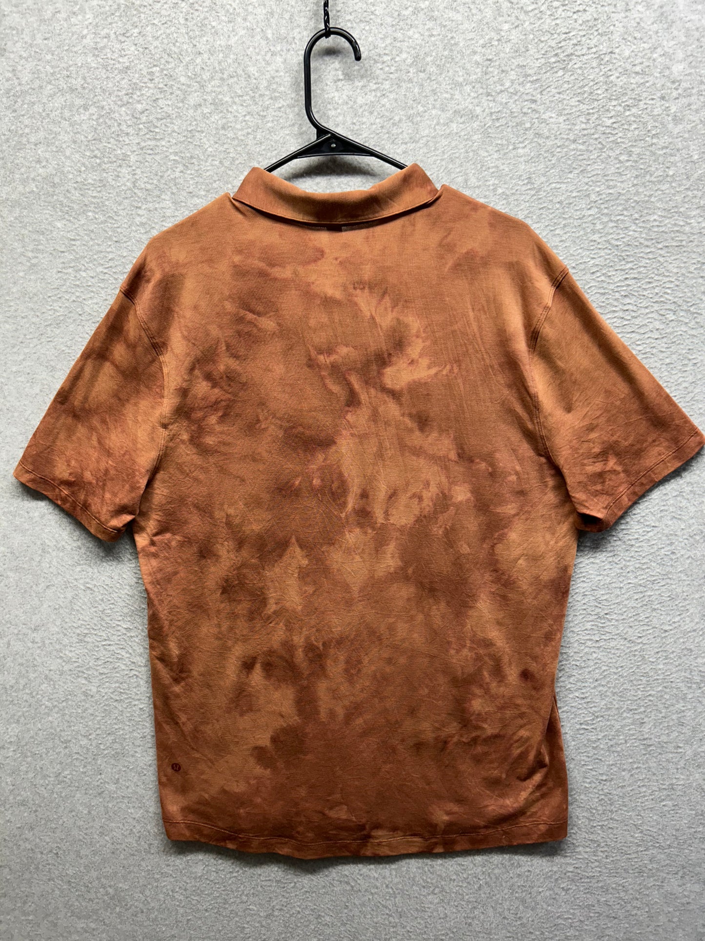 Lululemon Evolution Short Sleeve Polo Shirt Size XL Tidal Dye Desert Sun Date Brown