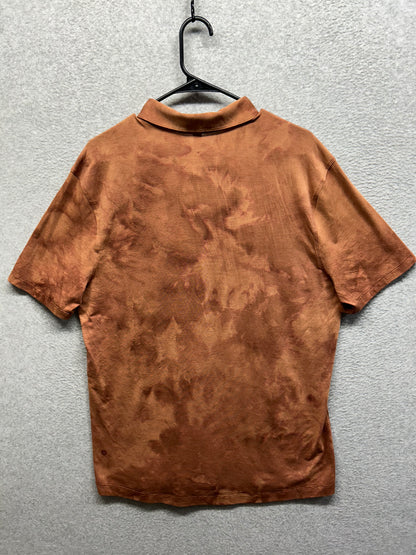 Lululemon Evolution Short Sleeve Polo Shirt Size XL Tidal Dye Desert Sun Date Brown