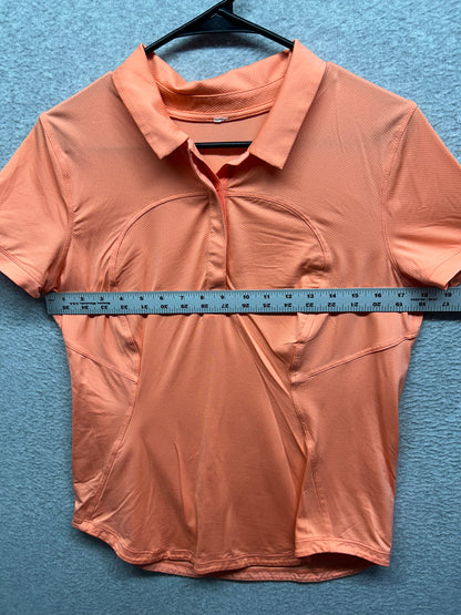Lululemon Quick-Dry Short-Sleeve Polo Shirt Size 6/8 Sunny Coral