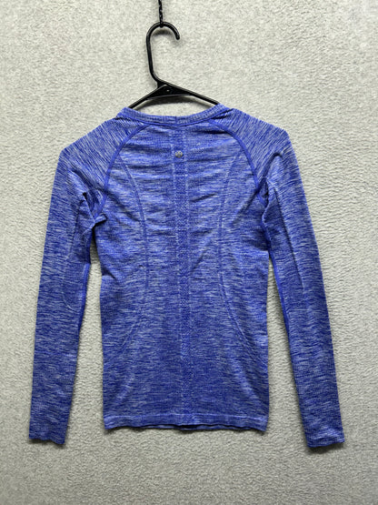 Lululemon Swiftly Tech Long Sleeve Crew Size 4 Space Dye Heathered Harbour Blue