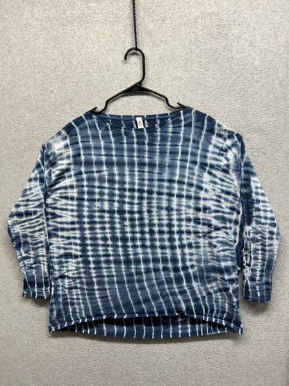 Lululemon Back In Action Long Sleeve Shirt Size 12 Shibori Square Ocean Air True Navy
