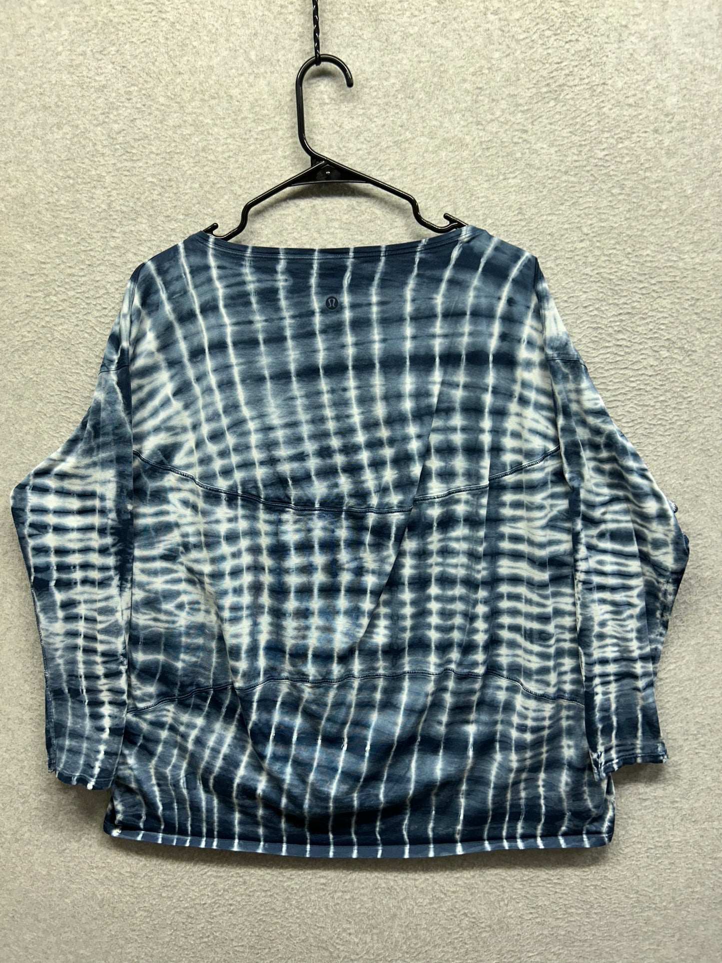 Lululemon Back In Action Long Sleeve Shirt Size 12 Shibori Square Ocean Air True Navy