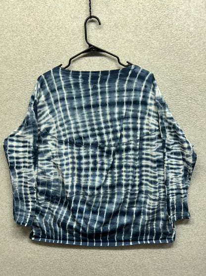Lululemon Back In Action Long Sleeve Shirt Size 12 Shibori Square Ocean Air True Navy