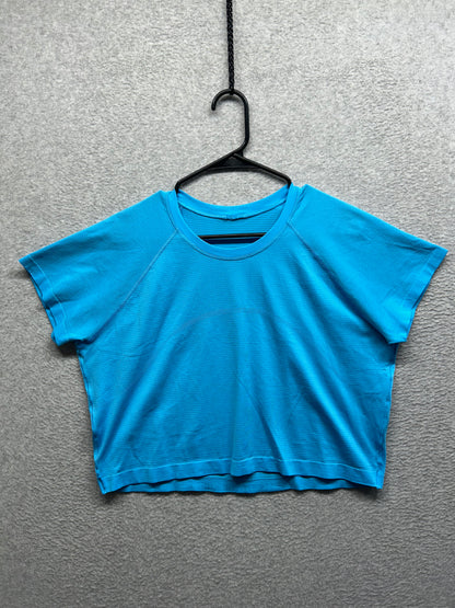 Lululemon Swiftly Tech Cropped Short-Sleeve Shirt 2.0 Size 16 Blue