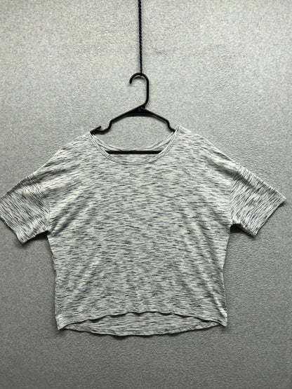 Lululemon Run It Out Tee Size 12 Tiger Space Dye Black White