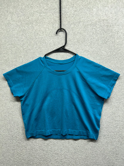 Lululemon Swiftly Tech Cropped Short-Sleeve Shirt 2.0 Size 14 Blue