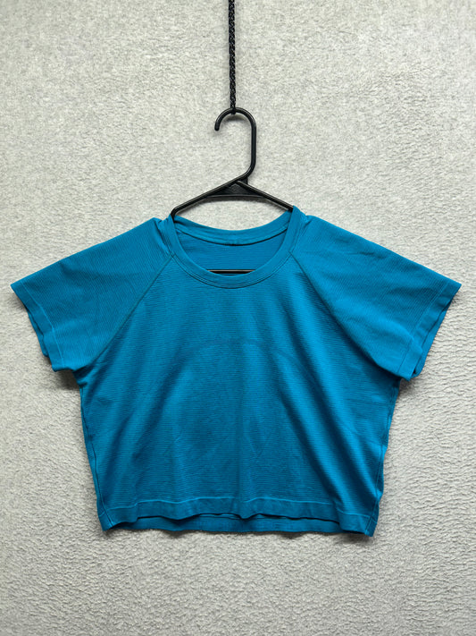 Lululemon Swiftly Tech Cropped Short-Sleeve Shirt 2.0 Size 14 Blue