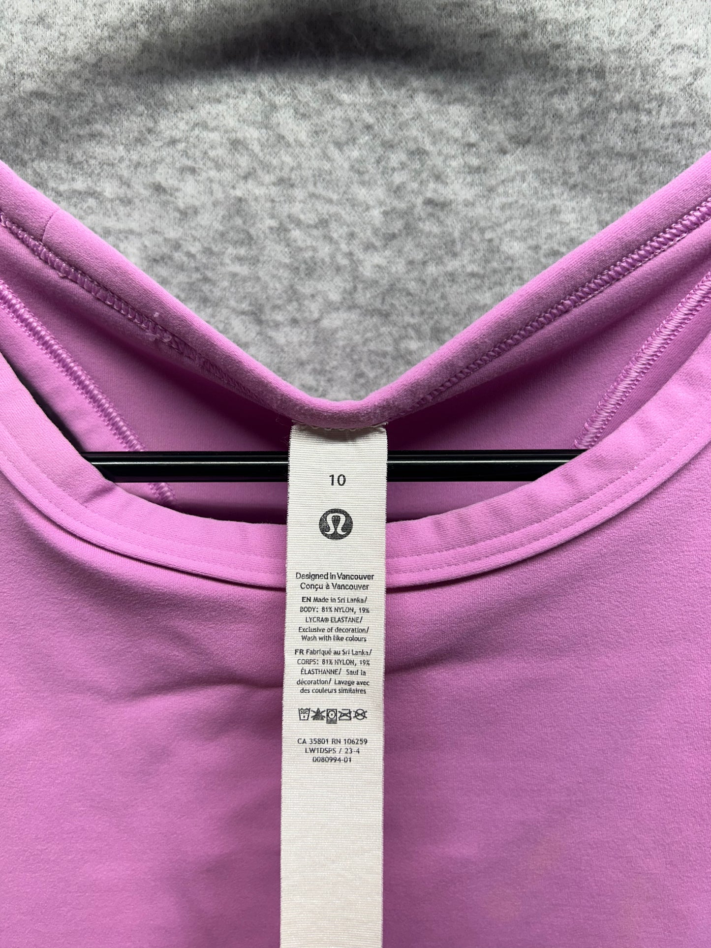 FLAWED Lululemon Align Waist-Length Racerback Tank Top Size 10 Dahlia Mauve